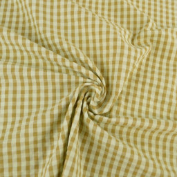 Tissu seersucker Eli Vichy petits carreaux - Vert clair et Bronze