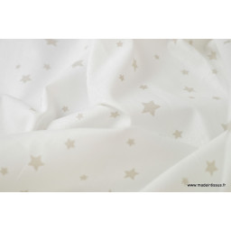 Coton imprimé étoiles beige fond blanc
