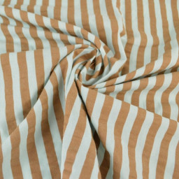 Tissu seersucker à rayures Tom - Menthe et camel