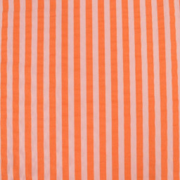 Tissu seersucker à rayures Tom - Rose et Tangerine