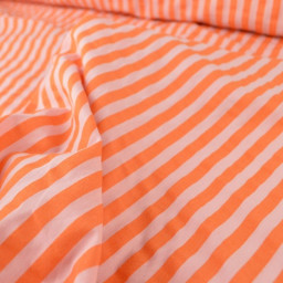 Tissu seersucker à rayures Tom - Rose et Tangerine