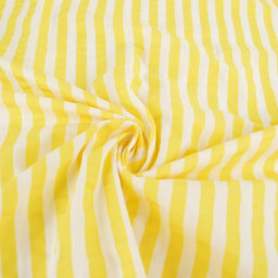 Tissu seersucker à rayures Tom - Blanc et Jaune