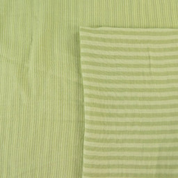 Tissu Double gaze réversible à rayures Vert clair et Amande - OEKO TEX