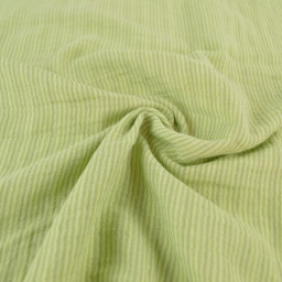 Tissu Double gaze réversible à rayures Vert clair et Amande - OEKO TEX