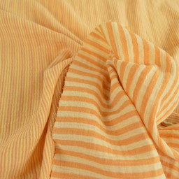 Tissu Double gaze réversible à rayures Lemon et mangue - OEKO TEX