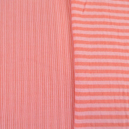 Tissu Double gaze réversible à rayures Rose et cerise - OEKO TEX