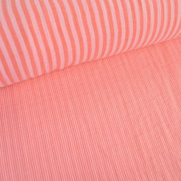 Tissu Double gaze réversible à rayures Rose et cerise - OEKO TEX