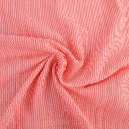 Tissu Double gaze réversible à rayures Rose et cerise - OEKO TEX