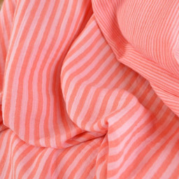 Tissu Double gaze réversible à rayures Rose et cerise - OEKO TEX