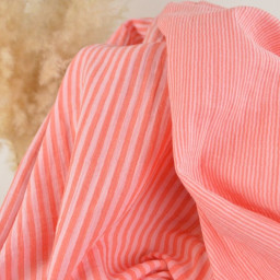 Tissu Double gaze réversible à rayures Rose et cerise - OEKO TEX