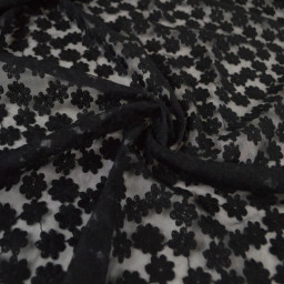 Tulle brodé Izia - Noir