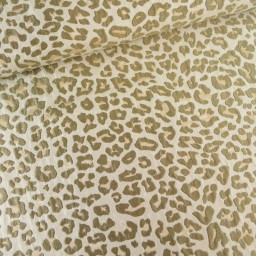 Tissu jacquard Habillement Leopard Lurex beige et vert olive