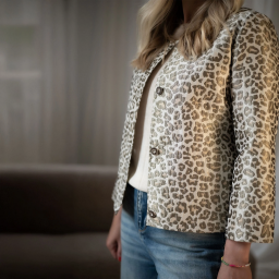 Tissu jacquard Habillement Leopard Lurex beige et vert olive