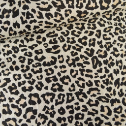 Tissu jacquard Habillement Leopard Lurex beige et Noir