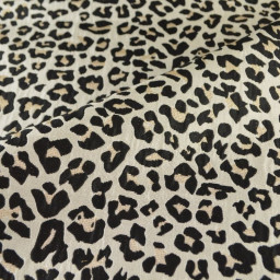 Tissu jacquard Habillement Leopard Lurex beige et Noir