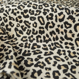 Tissu jacquard Habillement Leopard Lurex beige et Noir