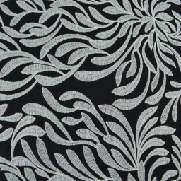Tissu viscose lin brodé & festonné - Noir