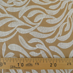 Tissu viscose lin brodé & festonné - Beige