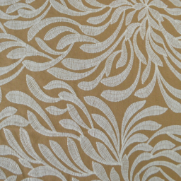 Tissu viscose lin brodé & festonné - Beige