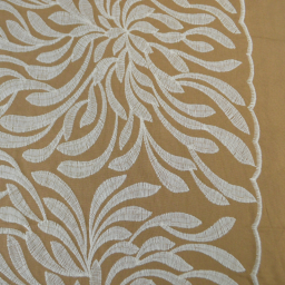 Tissu viscose lin brodé & festonné - Beige