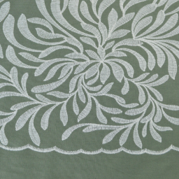 Tissu viscose lin brodé & festonné - Vert