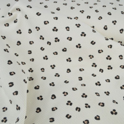 Tissu jersey côtelé motif léopard fond sable