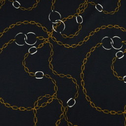 Tissu Jersey milano motif chaines dorés fond noir