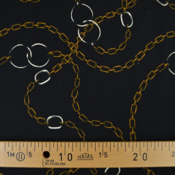 Tissu Jersey milano motif chaines dorés fond noir