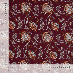Tissu indien en voile de coton Ishvarin – Motif floral fond Cognac