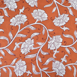 Tissu indien en voile de coton Raghil – Motif floral fond Camel