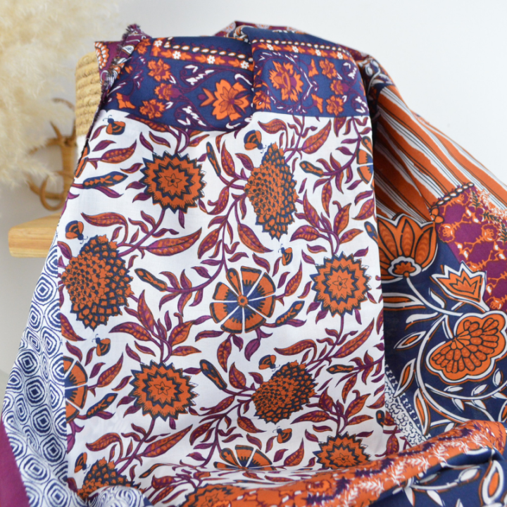 Tissu indien en voile de coton Samarit – Motif Patchwork