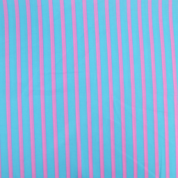 Tissu voile de coton Rudayan à rayures rose fond turquoise