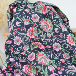 Tissu Indien Block Print Sahen fond Noir - kalamkari