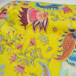 Tissu Indien Block Print Prayan fond jaune - kalamkari