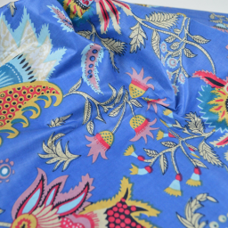 Tissu Indien Block Print Prayan fond Bleu - kalamkari