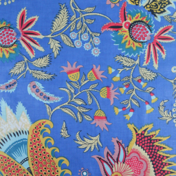 Tissu Indien Block Print Prayan fond Bleu - kalamkari