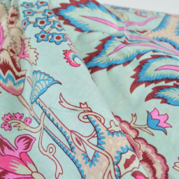 Tissu Indien Block Print Omiraj fond Bleu - kalamkari