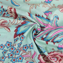 Tissu Indien Block Print Omiraj fond Bleu - kalamkari