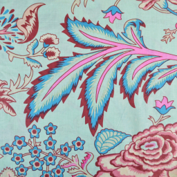 Tissu Indien Block Print Omiraj fond Bleu - kalamkari
