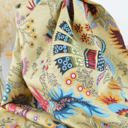 Tissu Indien Block Print Revanth fond beige - kalamkari