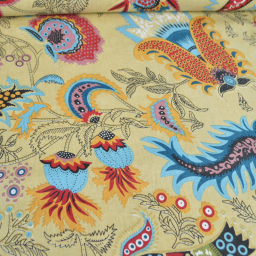Tissu Indien Block Print Revanth fond beige - kalamkari