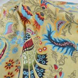 Tissu Indien Block Print Revanth fond beige - kalamkari