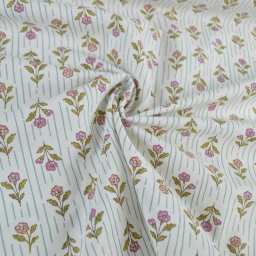 Tissu Cretonne de Coton Aesa – Motif Floral Indien - OEKO TEX
