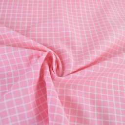 Tissu coton Jules à carreaux coloris Rose fané et blanc - OEKO TEX