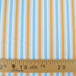 Tissu cretonne coton Lydia à rayures bleues et oranges - OEKO TEX