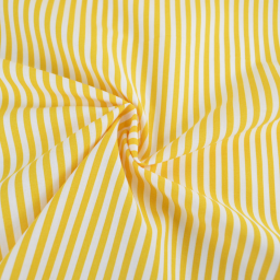 Tissu cretonne coton Edouard à rayures Jaunes fond blanc - OEKO TEX
