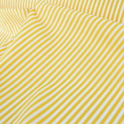 Tissu cretonne coton Edouard à rayures Jaunes fond blanc - OEKO TEX
