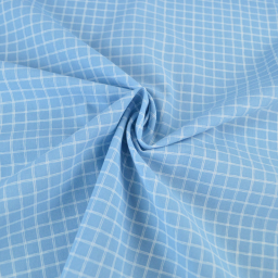 Tissu coton Jules à carreaux coloris bleu et blanc - OEKO TEX