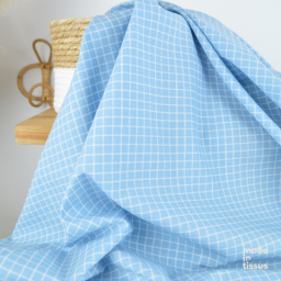 Tissu coton Jules à carreaux coloris bleu et blanc - OEKO TEX