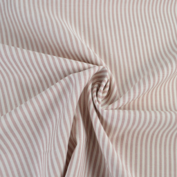 Tissu viscose mélangée à rayures vieux rose et blanc